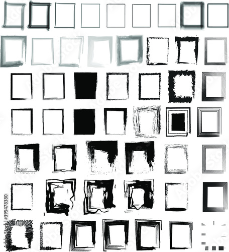 Set of black graphic photo frames. Vector illustration. 