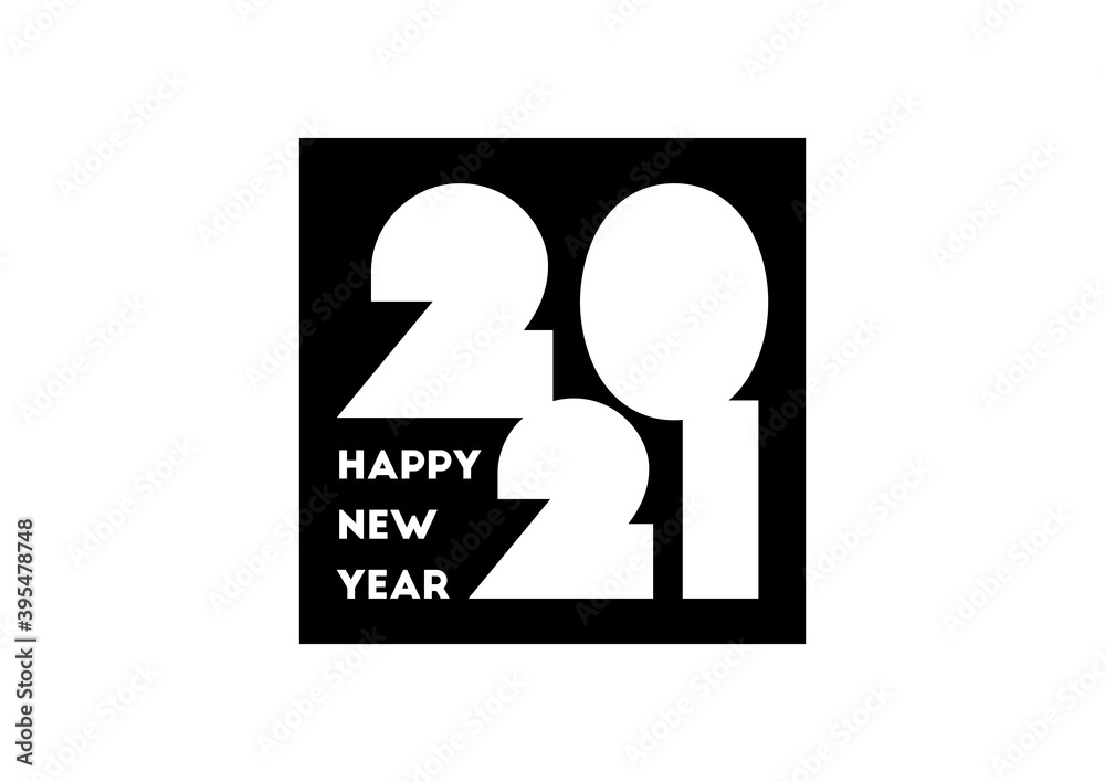2021 New Year sign. Design for banner, cover, brochure or calendar. Vector 2021 logo isolated on white background. Trendy logo of 2021. Happy New Year