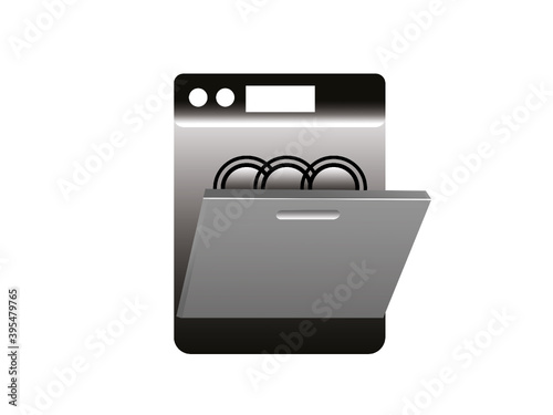 Geschirrspülmaschine Vektor isoliert auf weißen Hintergrund