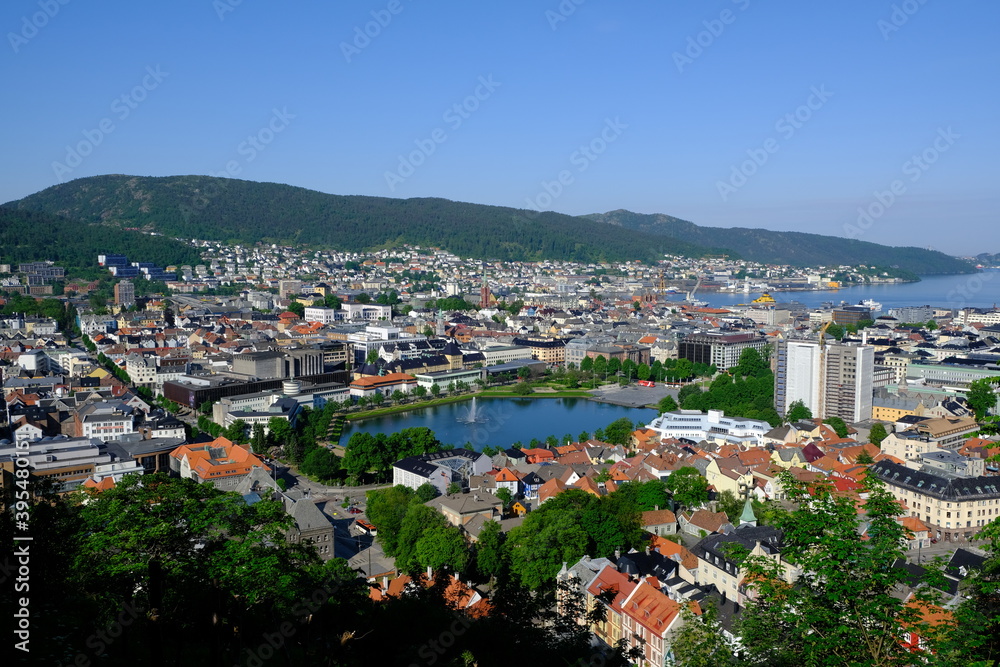 Bergen city centre and harbour, Bergen, Norway