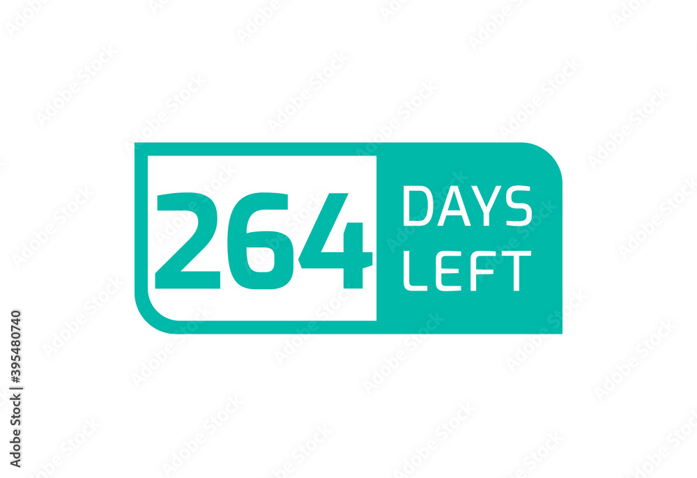 264 Days Left banner on white background, 264 Days Left to Go 264 Days Left banner on white background, 264 Days Left to Go