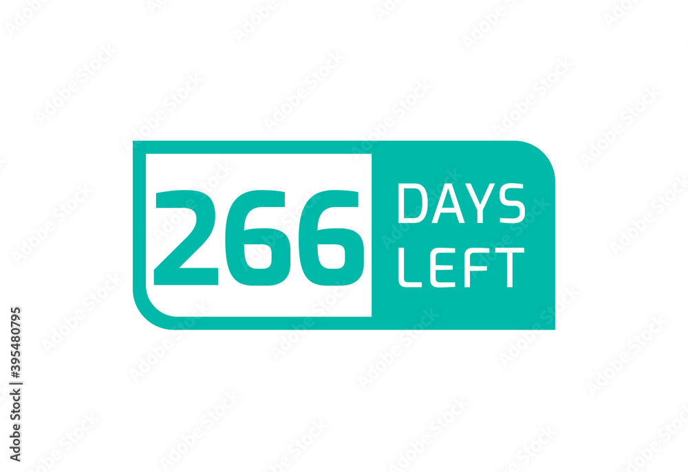 266 Days Left banner on white background, 266 Days Left to Go 266 Days Left banner on white background, 266 Days Left to Go