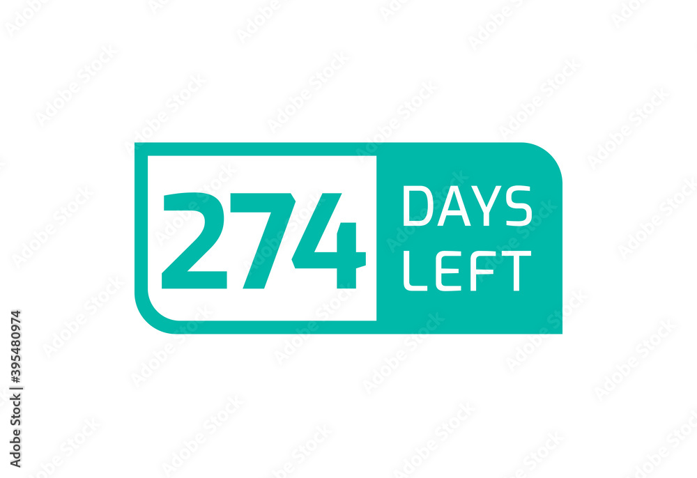 274 Days Left banner on white background, 274 Days Left to Go 274 Days Left banner on white background, 274 Days Left to Go