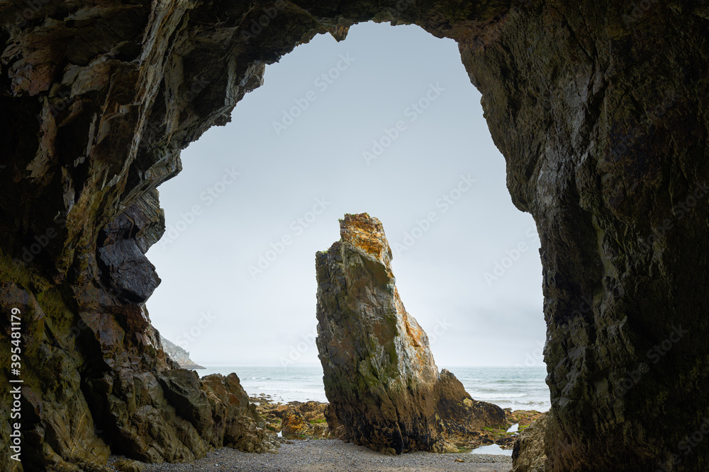 Grotto of Crozon on a cloudy day