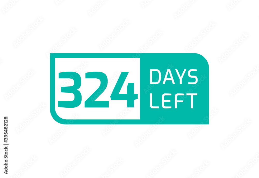 324 Days Left banner on white background, 324 Days Left to Go 324 Days Left banner on white background, 324 Days Left to Go