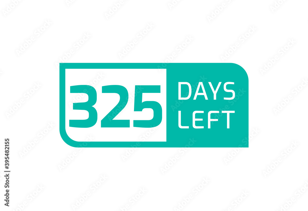325 Days Left banner on white background, 325 Days Left to Go 325 Days Left banner on white background, 325 Days Left to Go
