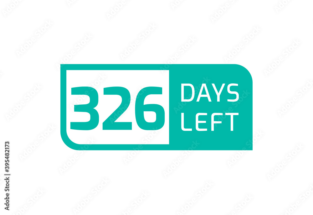 326 Days Left banner on white background, 326 Days Left to Go 326 Days Left banner on white background, 326 Days Left to Go