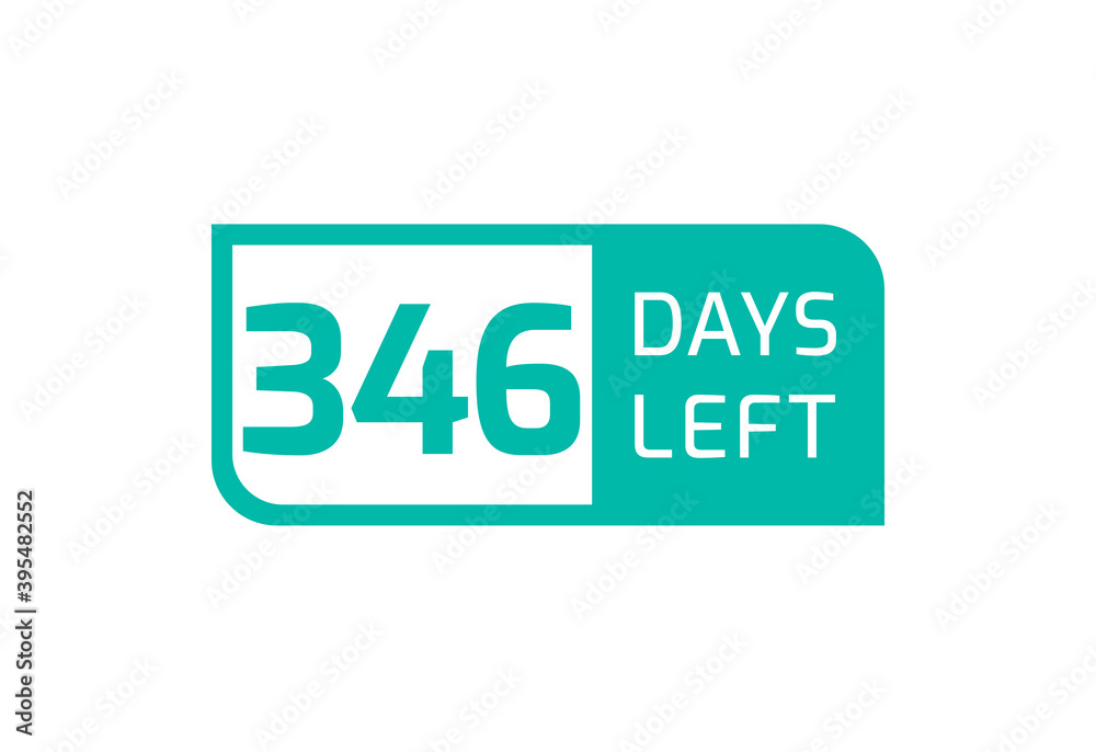 346 Days Left banner on white background, 346 Days Left to Go 346 Days Left banner on white background, 346 Days Left to Go