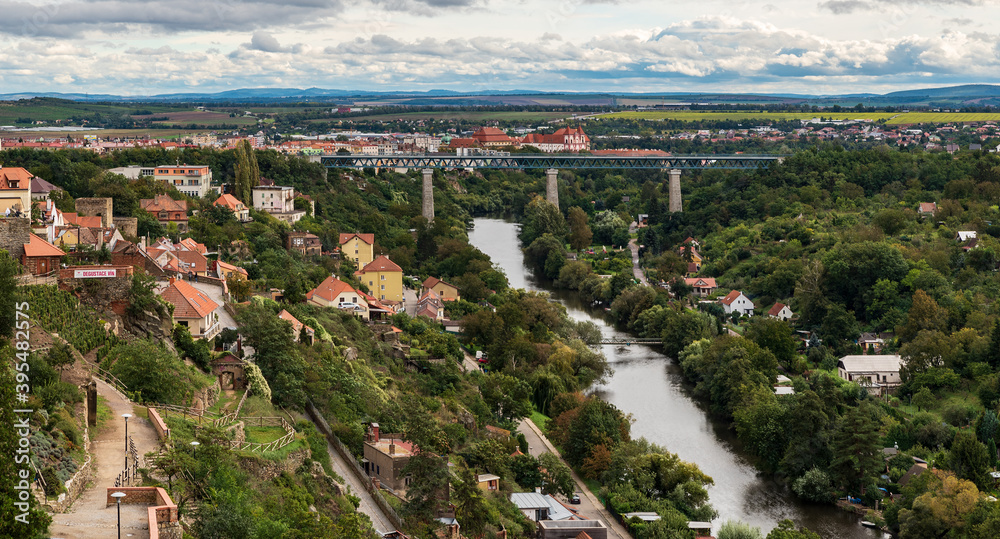 View from Znojemsky hrad castle in Znojmo city in Czech republic