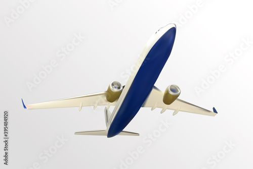 Naturalistic plane takes off. Bottom view. Isolated on white background. Vect...