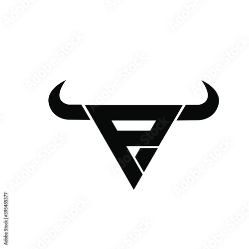 abstract letter p  triangle bull head black logo