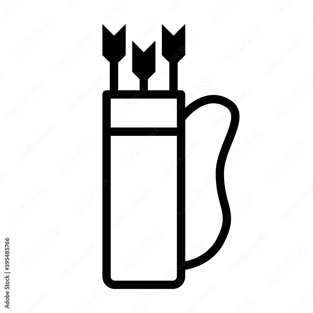 Quiver arrow holder container case line art vector icon for games and websites