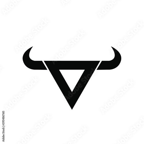 abstract letter o d triangle bull head black logo