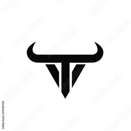 abstract letter t v i triangle bull head black logo