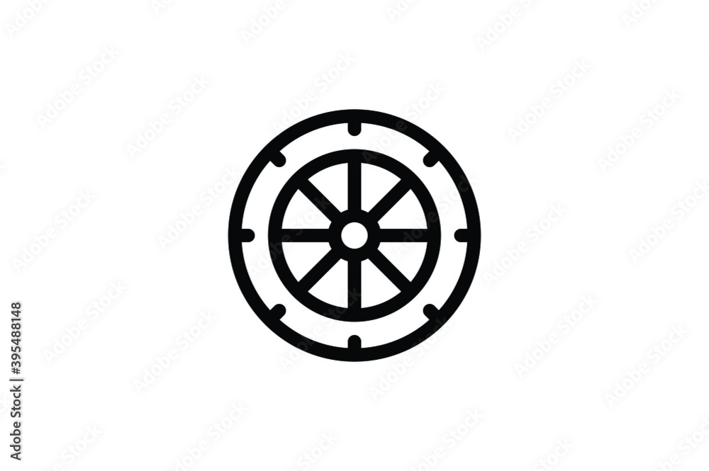 Wild West Outline Icon - Wheel