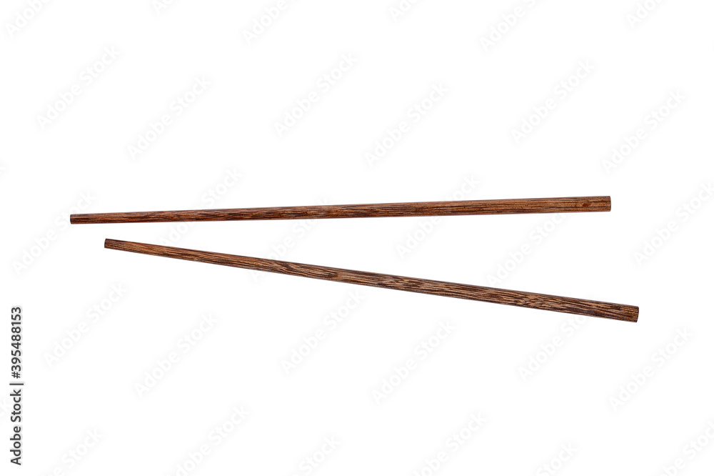 Top view of wooden chopsticks isolated on white background, clipping paths Top view of wooden chopsticks isolated on white background, clipping paths