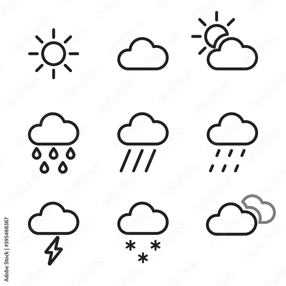 Weather line icon set Weather line icon set