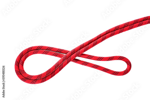 how to knot motif rope for abseiling isolated on white background