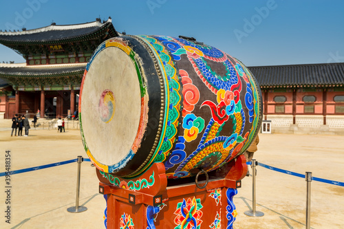 Korean drum in Gyeongbokgung,  also known as Gyeongbokgung Palace or Gyeongbok Palace, the main royal palace of Joseon dynasty.