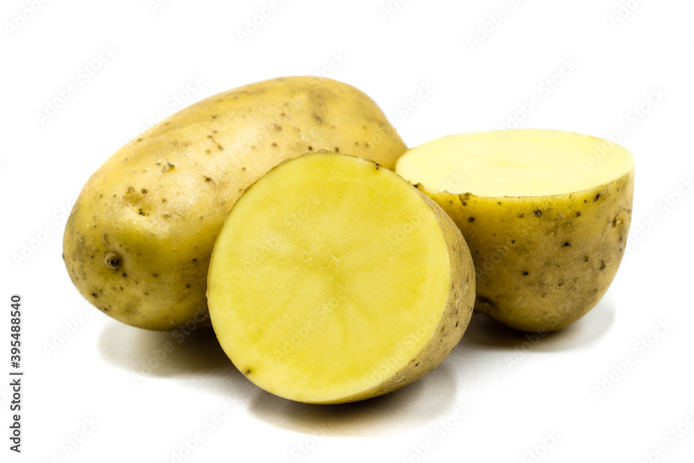 Raw potato isolated on white background