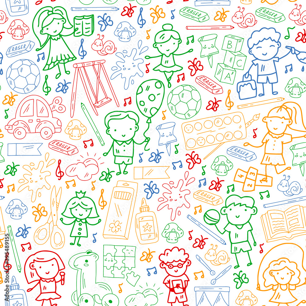 Kindergarten and toys. Little children game. Kids playground. Education, creativity, imagination. Kindergarten and toys. Little children game. Kids playground. Education, creativity, imagination.