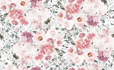 Stickers Vintage bloemen patronen Zomerse aquarel bloemen handgeschilderd  © Karma