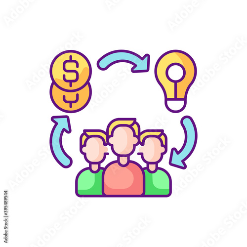Social entrepreneurship RGB color icon. Approach by companies in which they develop and implement solutions to social issues. Isolated vector illustration