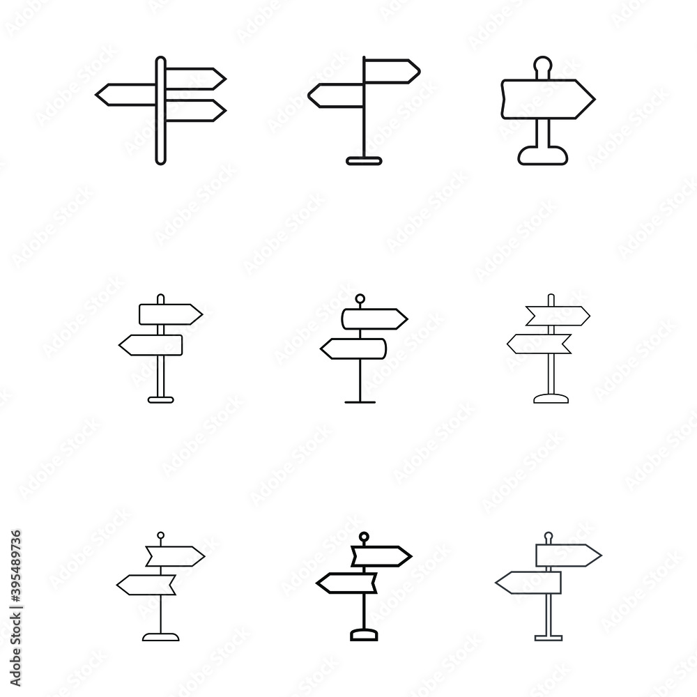 Signpost icon, direction line icon isolated Signpost icon, direction line icon isolated