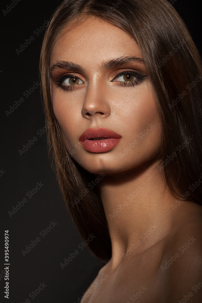 portrait of a beautiful girl with skillful makeup and excellent skin portrait of a beautiful girl with skillful makeup and excellent skin