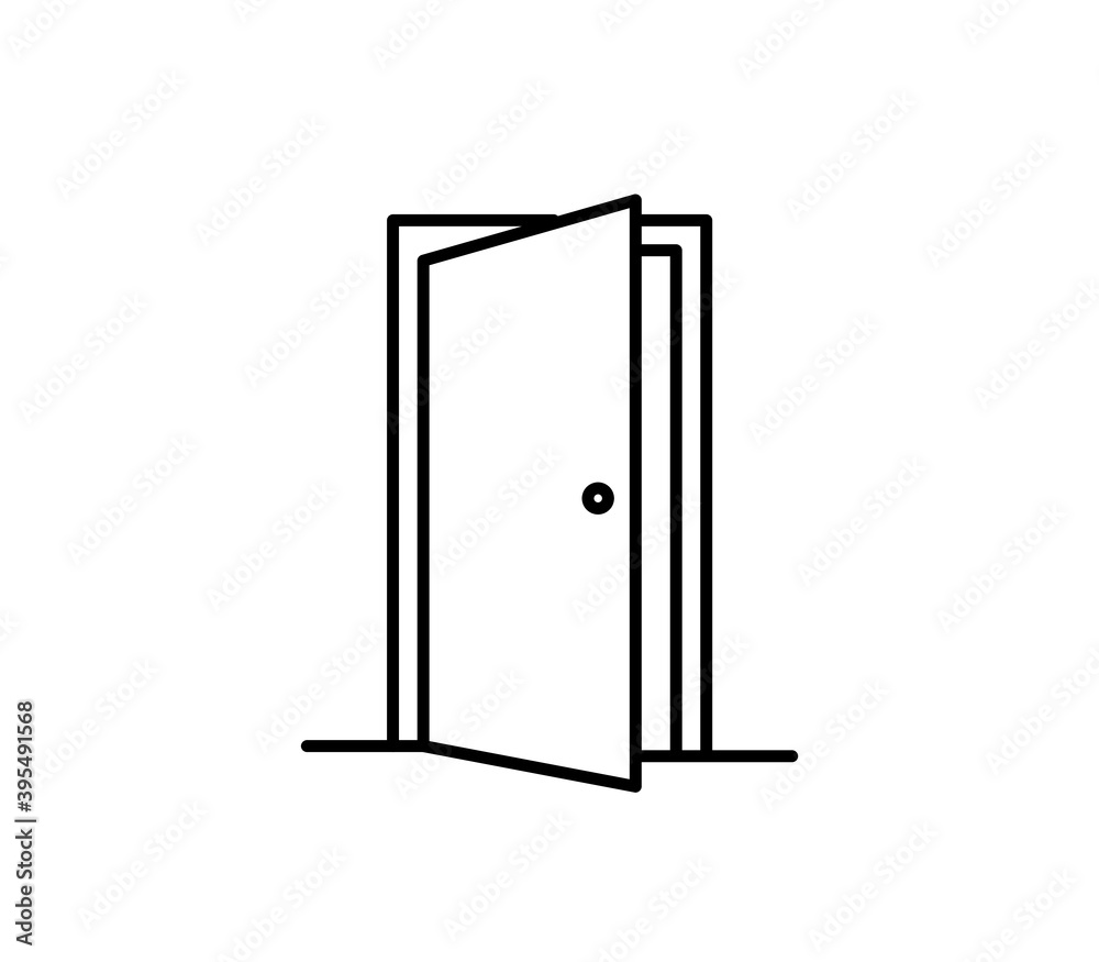 door outline icon on white background. door outline icon on white background.