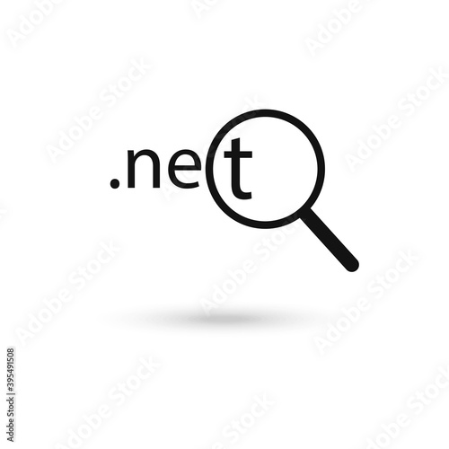 Dot Net Icon and magnifier. Domain search icon.
