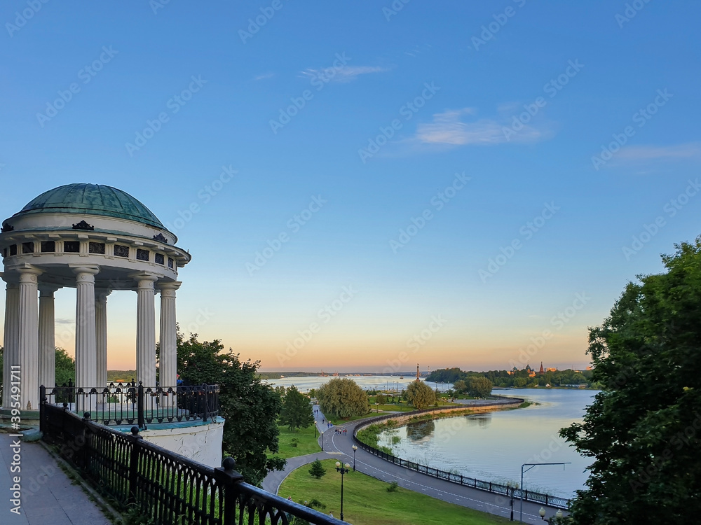 Bright summer evening in the Strelka of Yaroslavl