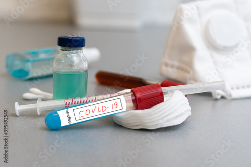 Stock Photo Of Tube With Positive Blood Test Novel Coronavirus 2019 Disease, Covid-19,Ncov