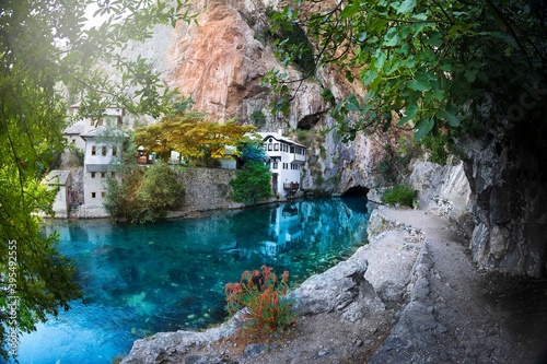 Blagaj Tekke is a lodge established in Mostar region of Bosnia and Herzegovina near the city center of Blagaj, at the source of the Buna River. photo
