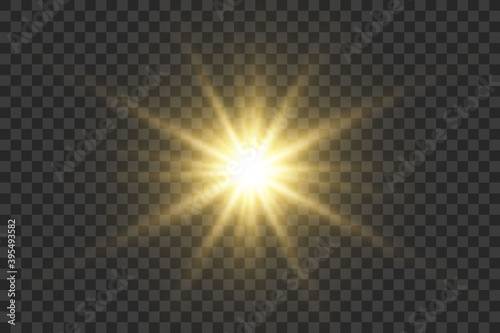 Bright beautiful star.Vector illustration of a light effect on a transparent background.	
