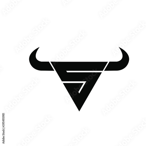abstract letter s 5 triangle bull head black logo