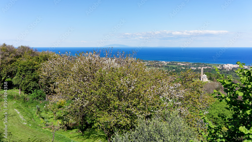 Elba island and eastern coast of Upper Corsica in spring season