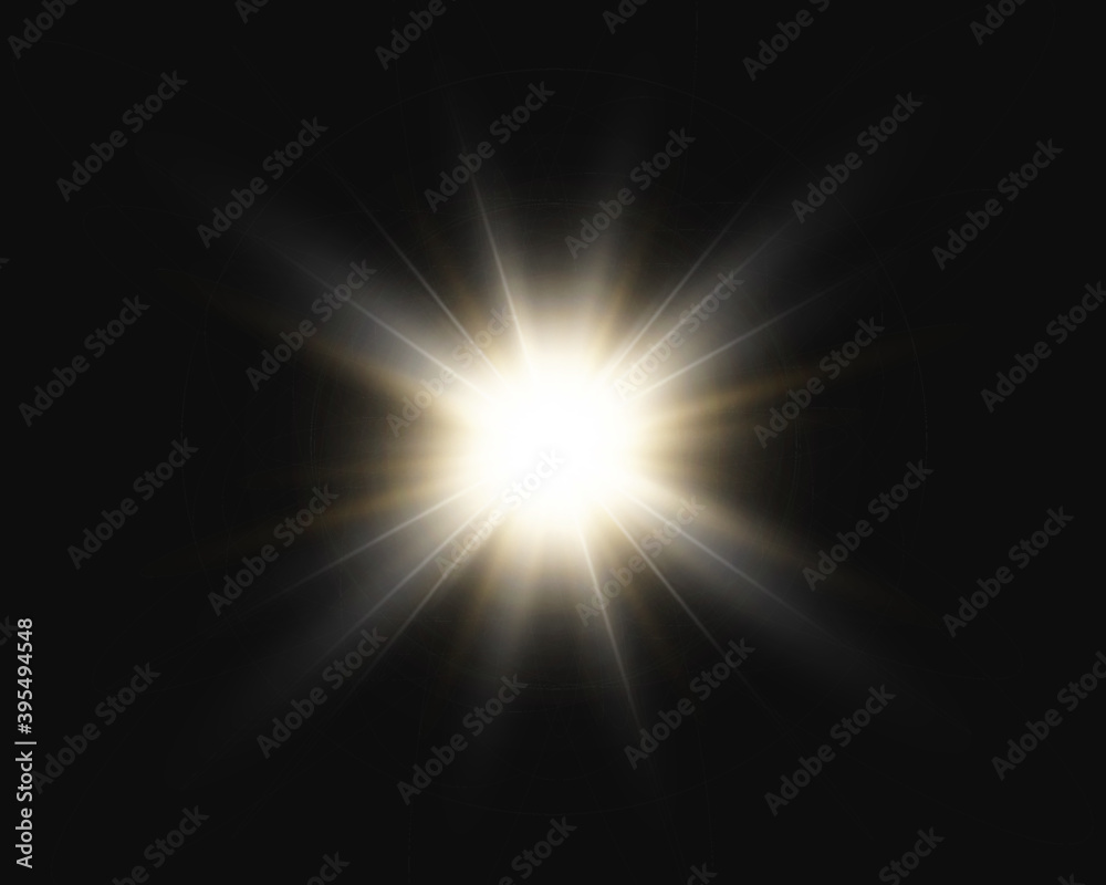 Bright beautiful star.Vector illustration of a light effect on a transparent background.	
