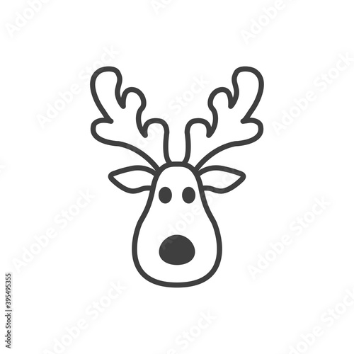 Tiempo de Navidad. Logotipo con silueta de cabeza de rena con lineas en color gris