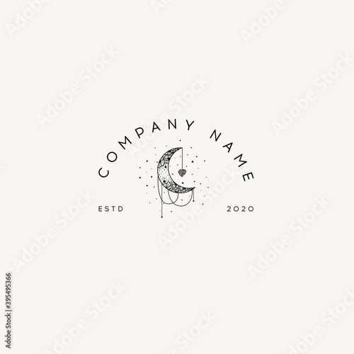 Photo Logotype Template Mystical moon and stars