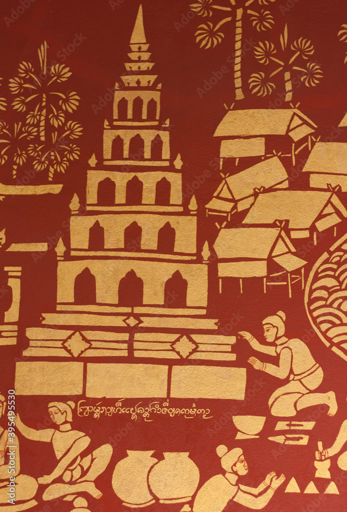 Thai murals depicting Thai murals depicting
