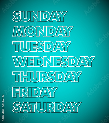 Paper drawn weekdays. Seven days lettering. Calendar. Handwritten days of the week process. Monday, Tuesday, Wednesday, Thursday, Friday, Saturday, Sunday. Lettering of calendar list.