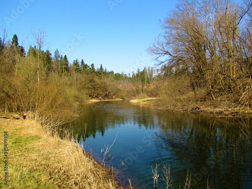 Peacuful calm river rak flowing through Rakov Skocjan