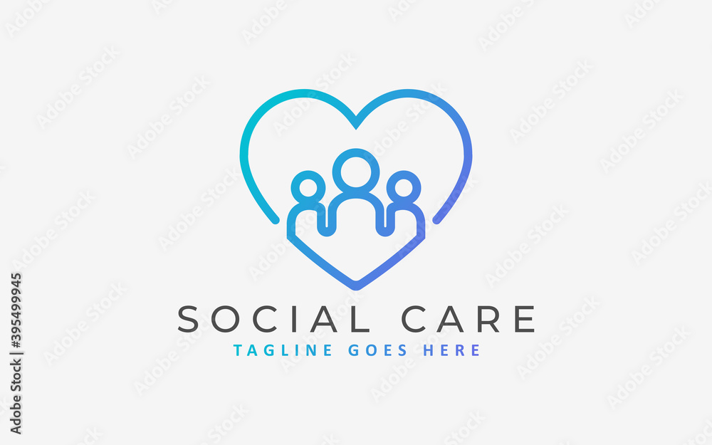 Social Care, Humanity People Logo Illustration. Flat Vector Logo Design Graphic Template.