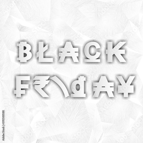 White banner with stripes and the text Black Friday. Vector illustration