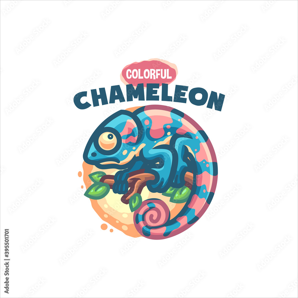 Fototapeta premium Cute Chameleon Cartoon logo for Your company