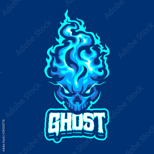 Blue Ghost Mascot logo for esport and sport team photo