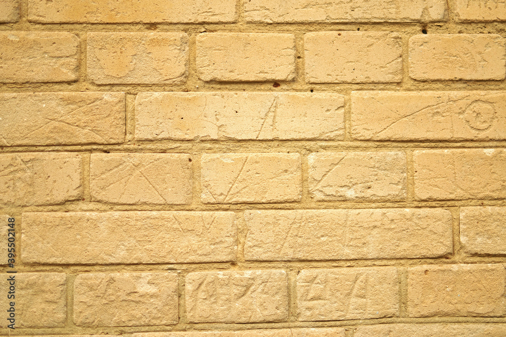 Obraz premium Background texture wall of white scratched bricks