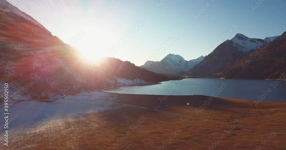 coucher de soleil automnal sur l'Engadine - Suisse