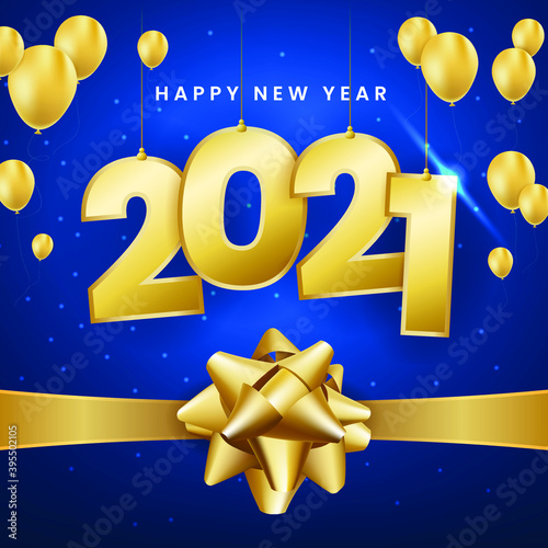 Realistic High Quality Happy New Year on Black Background . Isolated Vector Elements